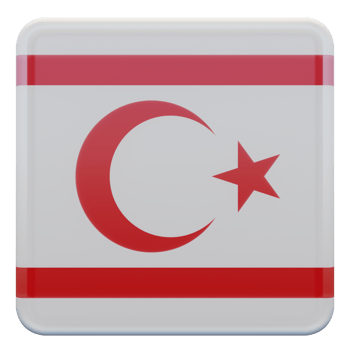 Turkish Republic of Northern Cyprus 3d textured glossy square flag png