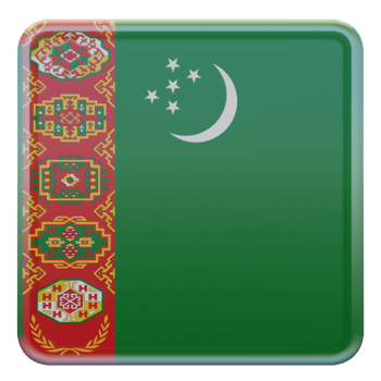 Turkmenistan 3d textured glossy square flag png