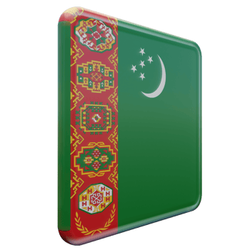 Turkmenistan Left View 3d textured glossy square flag png