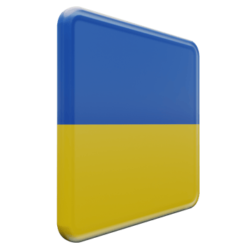Ukraine Left View 3d textured glossy square flag png