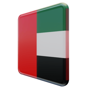 United Arab Emirates Right View 3d textured glossy square flag png