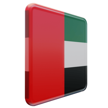 United Arab Emirates Left View 3d textured glossy square flag png