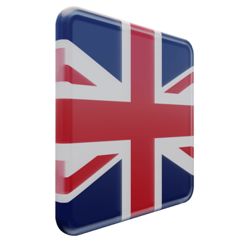 United Kingdom Left View 3d textured glossy square flag png