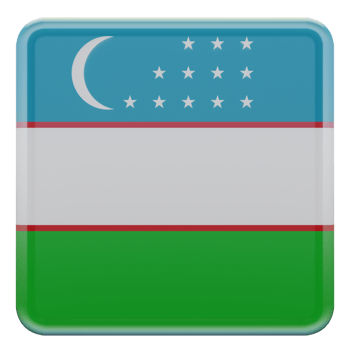 Uzbekistan 3d textured glossy square flag png