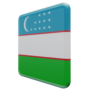 Uzbekistan Right View 3d textured glossy square flag png
