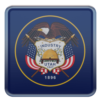 Utah 3d textured glossy square flag png