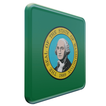 Washington Left View 3d textured glossy square flag png