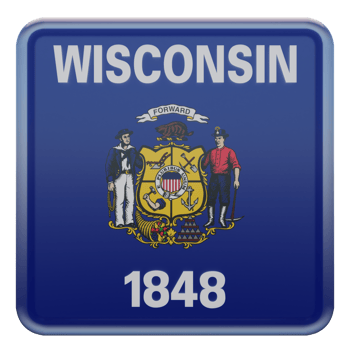 Wisconsin 3d textured glossy square flag png