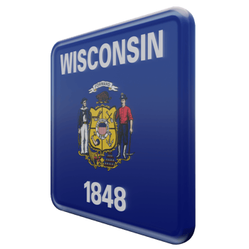 Wisconsin Right View 3d textured glossy square flag png