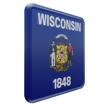 Wisconsin Left View 3d textured glossy square flag png