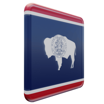 Wyoming Left View 3d textured glossy square flag png