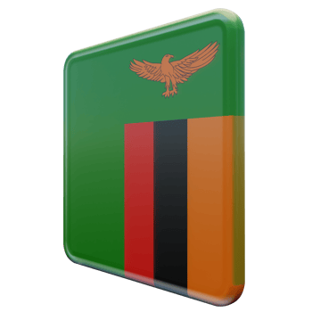 Zambia Right View 3d textured glossy square flag png