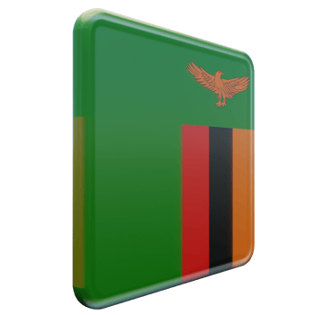 Zambia Left View 3d textured glossy square flag png