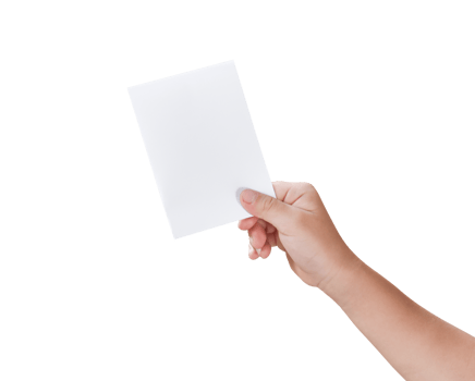 Hand holding white paper isolated. dicut photos png