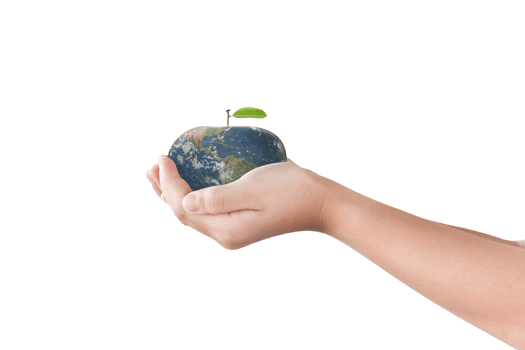 Apple Earth in hand. dicut photos. Elements of this image furnished by NASA png