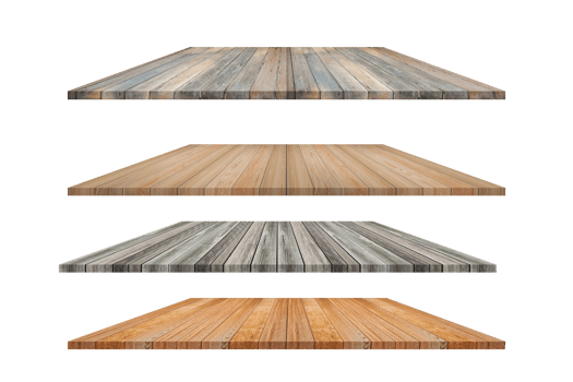 Wood shelves table isolated png