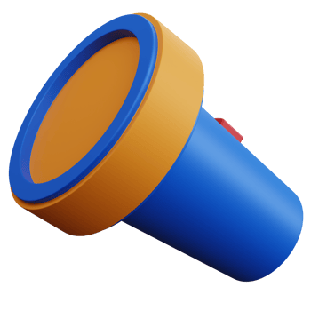 3d rendering blue flashlight isolated png