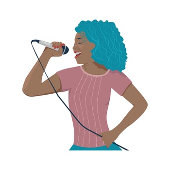 Young happy smiling woman singing vector