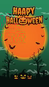 Silhouette Happy Halloween vertical vector
