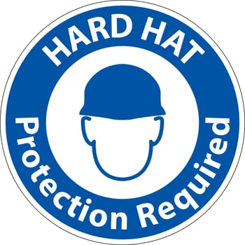 Notice Hard Hat Protection Required Sign On White Background vector
