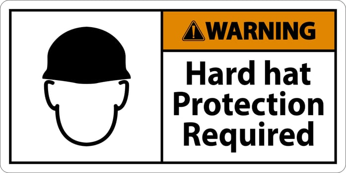 Warning Hard Hat Protection Required Sign On White Background vector
