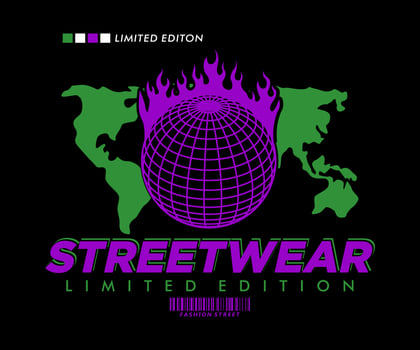 graphic design for t shirt, with globe flames, for street wear, vintage fashion and urban style vector