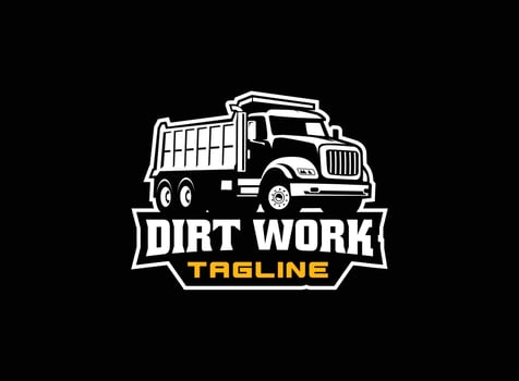 Dump truck logo vector for construction company. Heavy equipment template vector illustration for your brand.