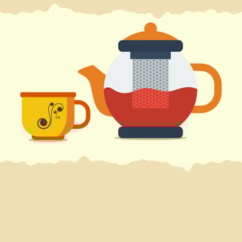 Editable Flat Style Tea Time Vector Illustration with Pot and Cup for Tea Shop or Product Marketing Related Design
