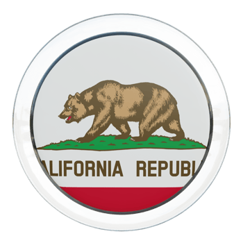 California 3d textured glossy circle flag png
