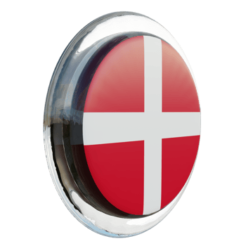 Denmark Left View 3d textured glossy circle flag png