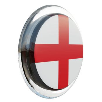 England Left View 3d textured glossy circle flag png