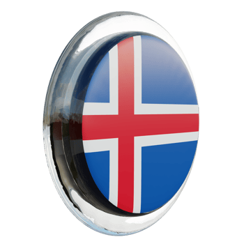 Iceland Left View 3d textured glossy circle flag png