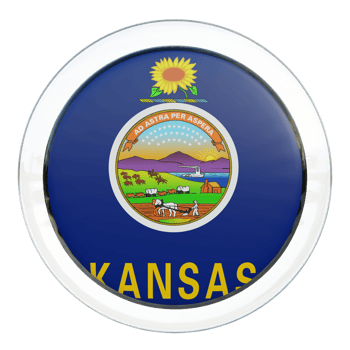 Kansas 3d textured glossy circle flag png