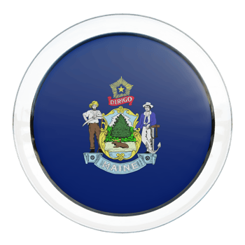 Maine 3d textured glossy circle flag png