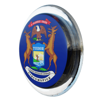 Michigan Right View 3d textured glossy circle flag png