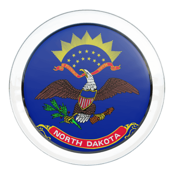 North Dakota 3d textured glossy circle flag png