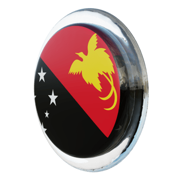 Papua New Guinea Right View 3d textured glossy circle flag png