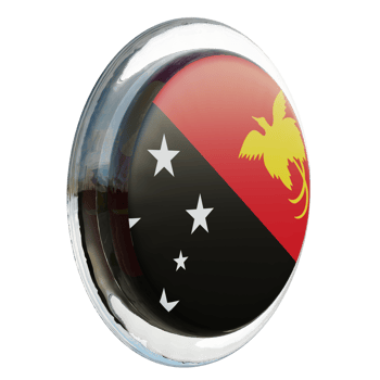 Papua New Guinea Left View 3d textured glossy circle flag png