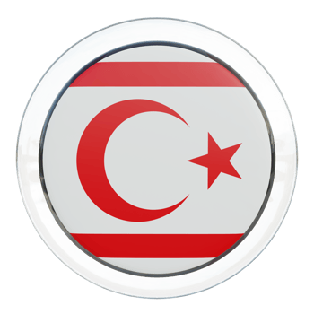 Turkish Republic of Northern Cyprus 3d textured glossy circle flag png