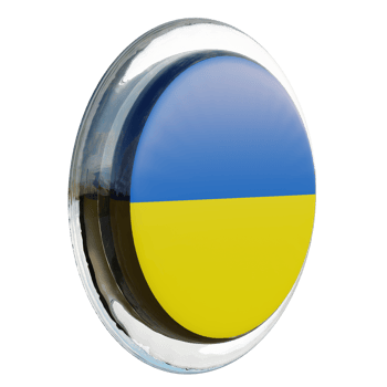 Ukraine Left View 3d textured glossy circle flag png