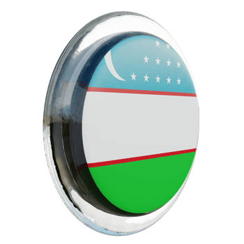 Uzbekistan Left View 3d textured glossy circle flag png