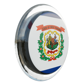 West Virginia Left View 3d textured glossy circle flag png
