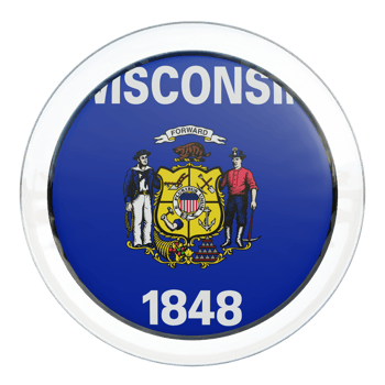 Wisconsin 3d textured glossy circle flag png