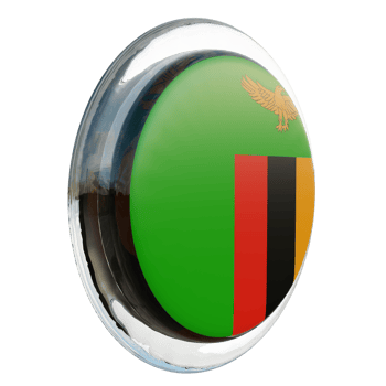 Zambia Left View 3d textured glossy circle flag png