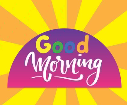 good morning with yellow sun, banner for tshirt. vector illustration