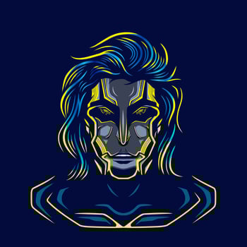 Samurai cyberpunk fiction character vector. Colorful t-shirt design illustration. vector