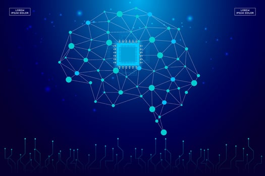 Futuristic Artificial intelligence background. Technology Science Day background with chipset, hand and geometric elements vector. vector