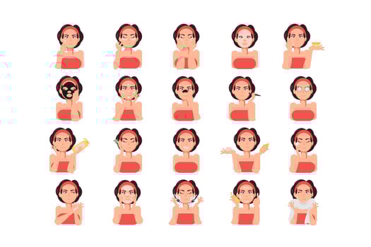 women face skincare treatment character set vector illustration flat style