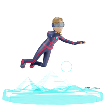 3d character metaverse journey flying png