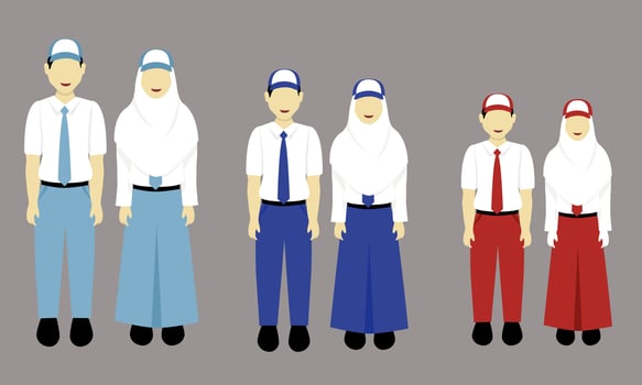 set of indonesian muslim student character vector